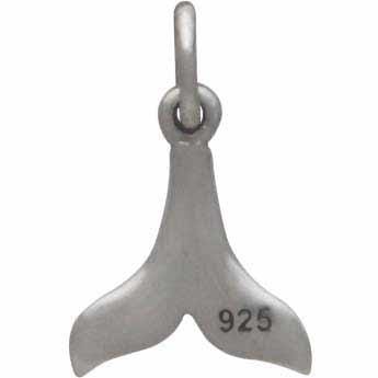 Sterling Silver Small Whale Tail Charm - Ocean Charm 15x9mm