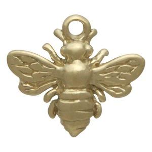 Solid 14K Gold Small Bee Charm 10x12mm no jumpring