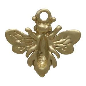 Solid 14K Gold Small Bee Charm 10x12mm no jumpring