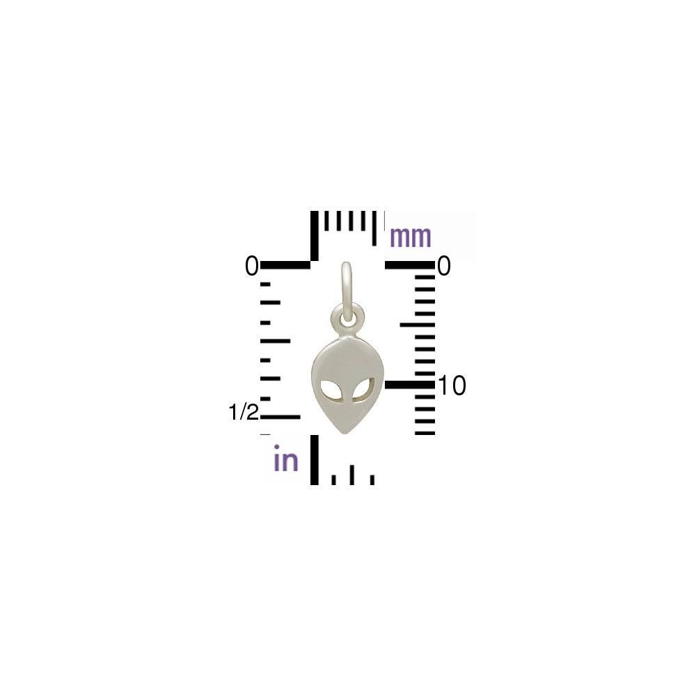 Sterling Silver Alien Charm - Flat 14x6mm