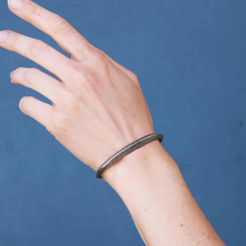 Sterling Silver Ridged Bracelet with Texture