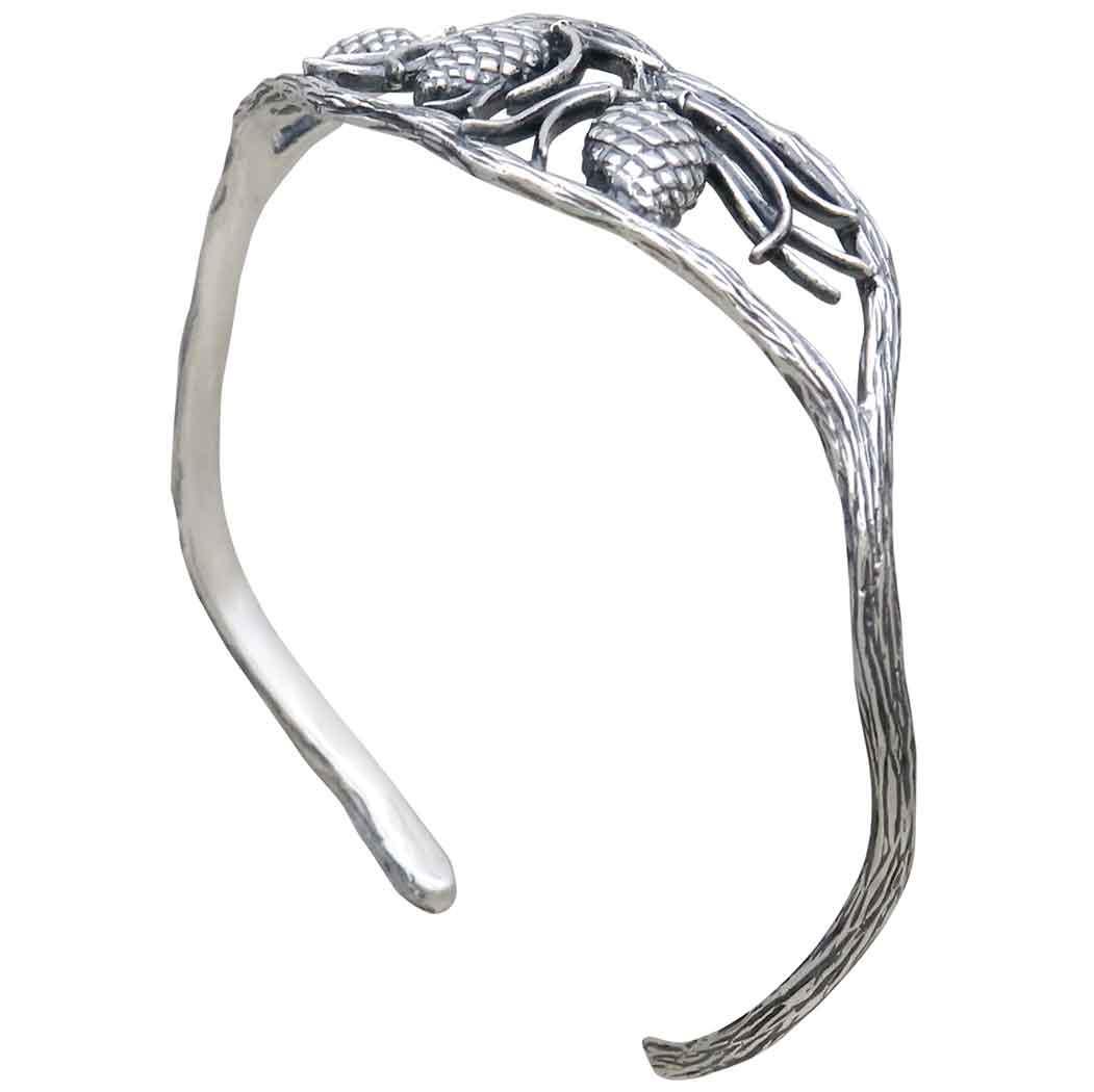 Sterling Silver Pinecone and Pineneedle Bracelet 53x64mm