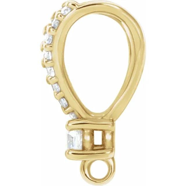 14K Gold Natural Diamond Rabbit Ear Bail in White or Yellow Gold, choose your Bail size