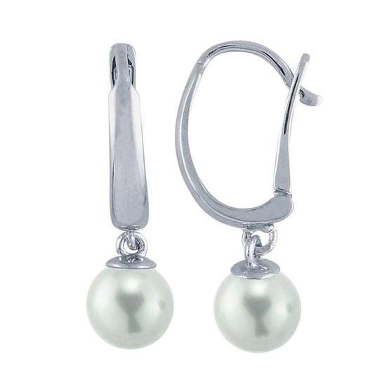 Earring setting, lever-back ear wire with cup and peg, sterling silver rhodium-plated, 1 pair