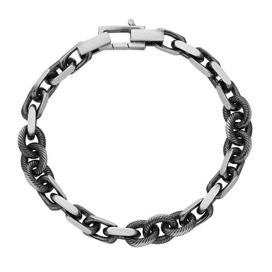 Sterling Silver Black Ruthenium-Plated Diamond-Cut Cable Chain Bracelet