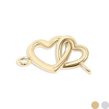 Sterling Silver Double Heart Horizontal Connector