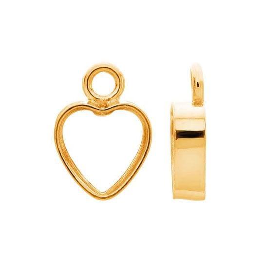 14/20 Yellow Gold-Filled Heart Bezel Charm Mounting in 3mm and 4mm