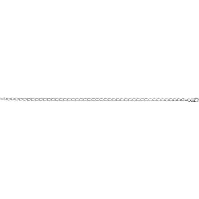 Sterling Silver 3 mm Curb 9.5" Chain, Anklet, Charm bracelet