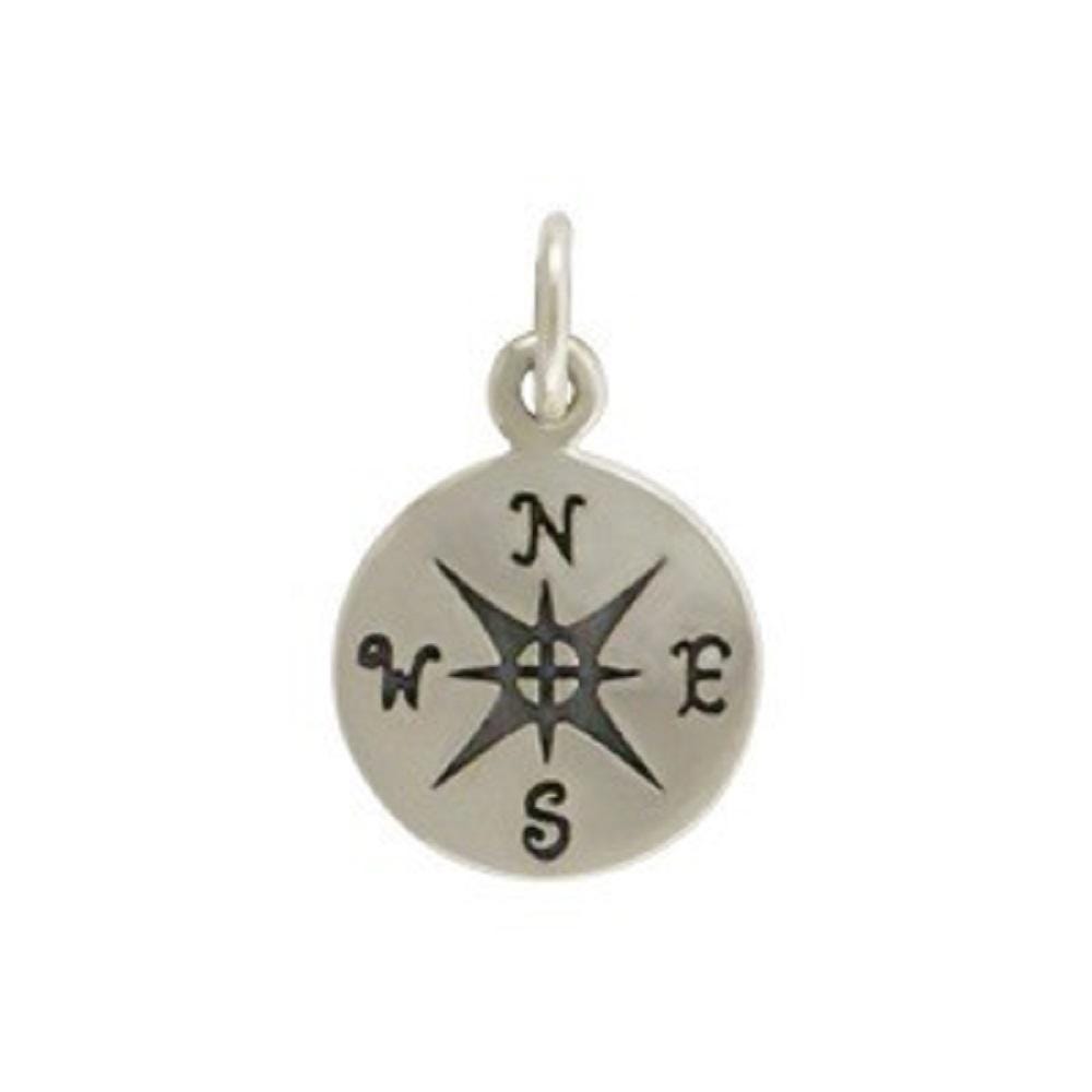 Sterling Silver Compass Charm 16x10mm