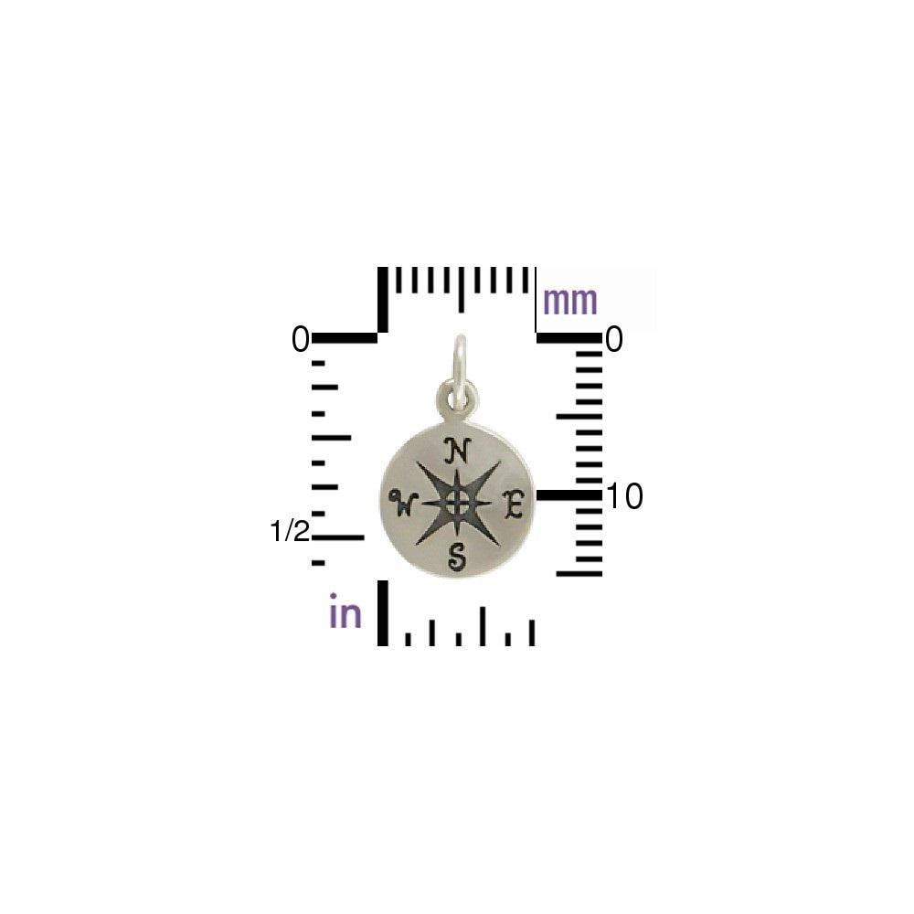 Sterling Silver Compass Charm 16x10mm