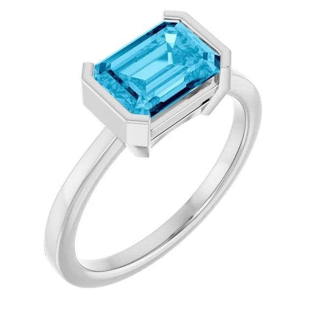 Emerald Solitaire Ring Mounting, East-West Setting, Engagement ring in Karat Gold