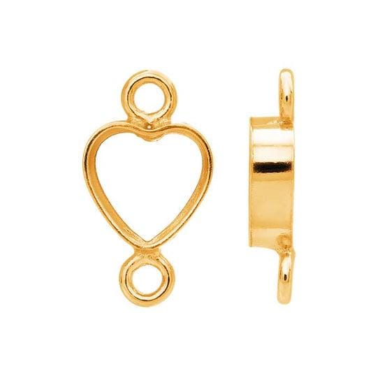 14/20 Yellow Gold-Filled Heart Bezel Link Component Mounting in 3mm or 4mm