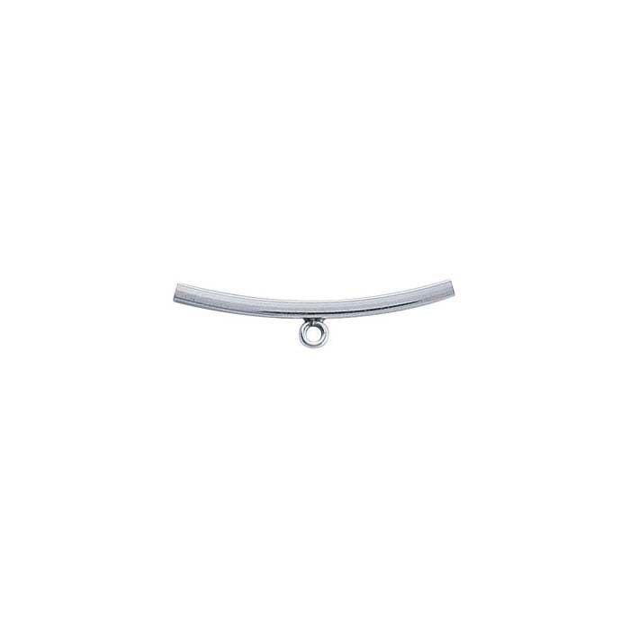 Sterling Silver 25.7 x 1.8mm Curved Square Tube Bead with Ring