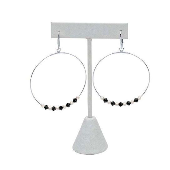 Sterling Silver Lever-Back Ear Wire with Beading Hoop, 50mm diameter