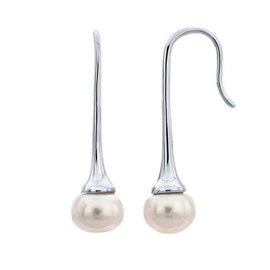 Sterling Silver Rhodium-Plated Pearl Ear Wire Mounting