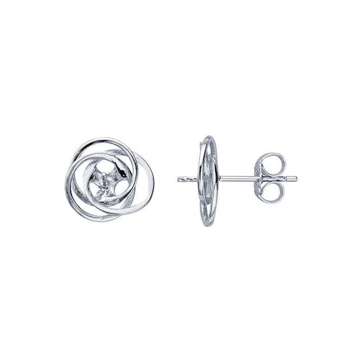 Sterling Silver Rhodium-Plated Love Knot 4.5mm Pearl Post Earring Mounting, also available in 14k Gold