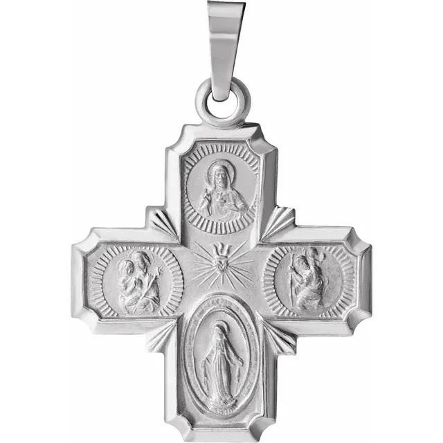 Sterling Silver Four-Way Cross Medal, 3 sizes available