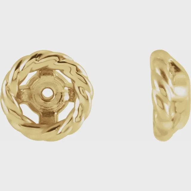 Rope Earring Jackets in Sterling Silver or 14k Gold, 3 sizes available