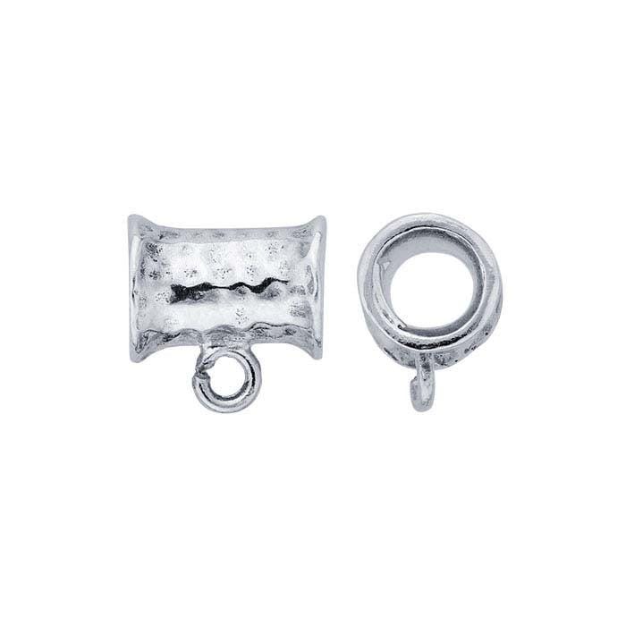 Sterling Silver Hammered Tube Bail with Perpendicular Ring, 8.5 x 8mm
