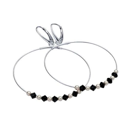 Sterling Silver Lever-Back Ear Wire with Beading Hoop, 50mm diameter