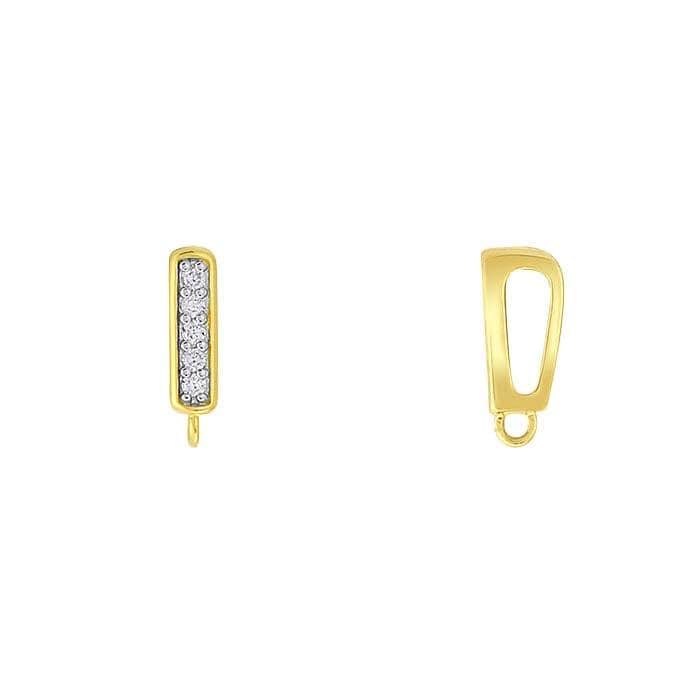 Sterling Silver or Gold Plated CZ-Set Bail with Ring, 9.5 x 2.4mm