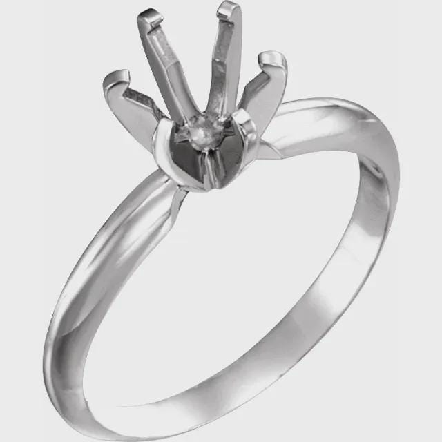 1 ct. Round Notched 6-Prong Solitaire Mounting in 10k Gold, or 14k Gold