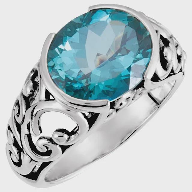 Sterling Silver 12x10 mm Oval Ring Mounting,