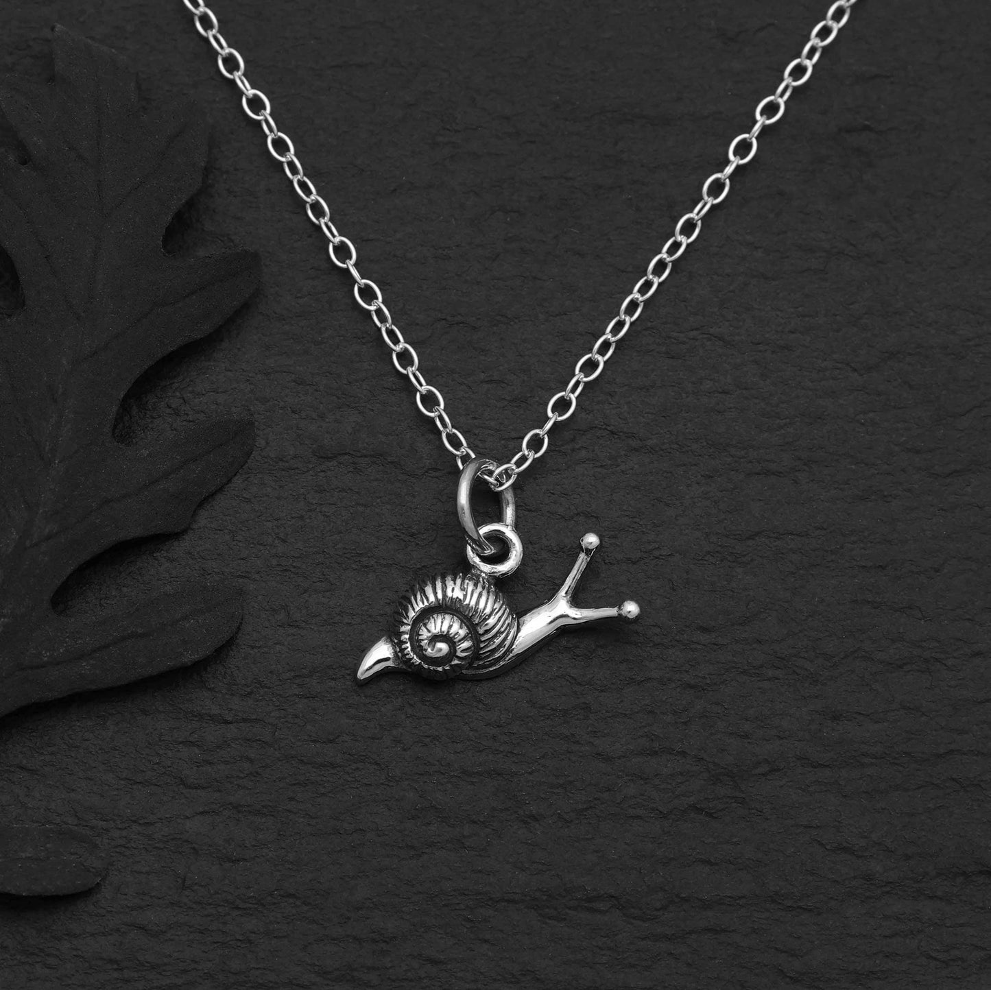 Sterling Silver Snail Necklace, 18 inch curb chain