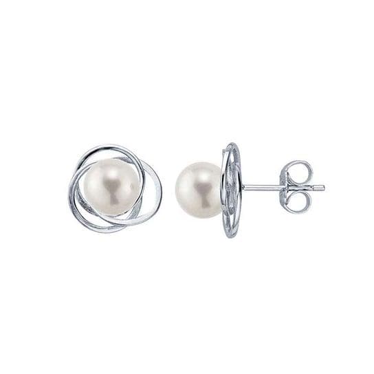 Sterling Silver Rhodium-Plated Love Knot 4.5mm Pearl Post Earring Mounting, also available in 14k Gold