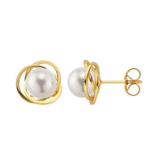 Sterling Silver Rhodium-Plated Love Knot 4.5mm Pearl Post Earring Mounting, also available in 14k Gold
