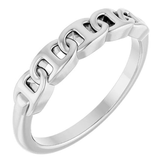 Sterling Silver Anchor Chain Link Ring in Sterling Silver or 14k Yellow Gold