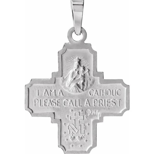 Sterling Silver Four-Way Cross Medal, 3 sizes available