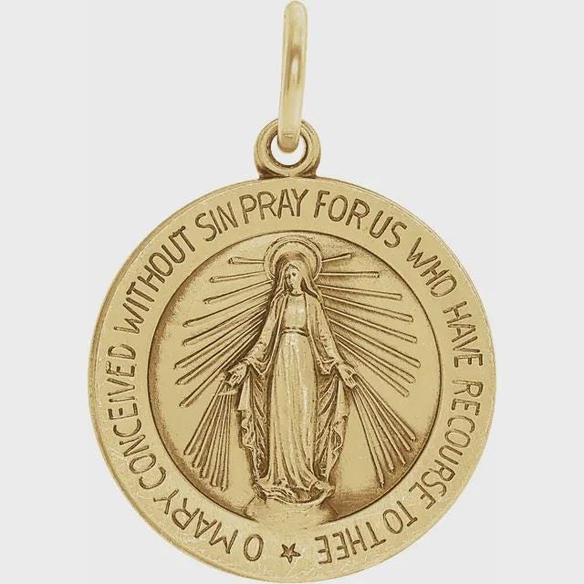Miraculous Medal in Sterling Silver or 14k Gold, 3 sizes available