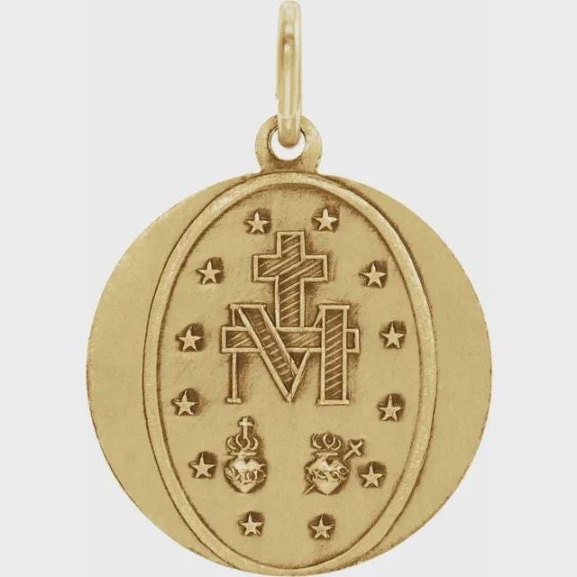 Miraculous Medal in Sterling Silver or 14k Gold, 3 sizes available