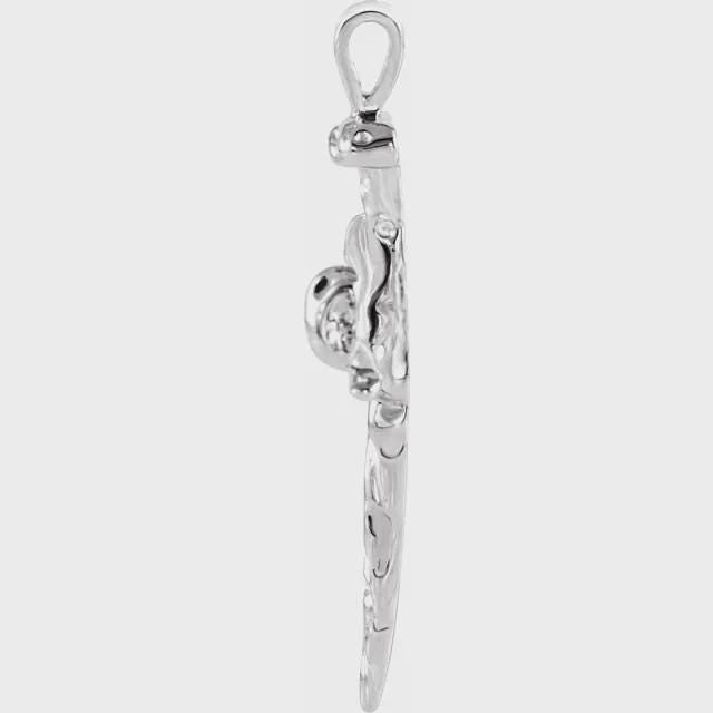 Sterling Silver Nail Design Cross Pendant, two sizes available