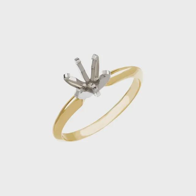 1 ct. Round Notched 6-Prong Solitaire Mounting in 10k Gold, or 14k Gold