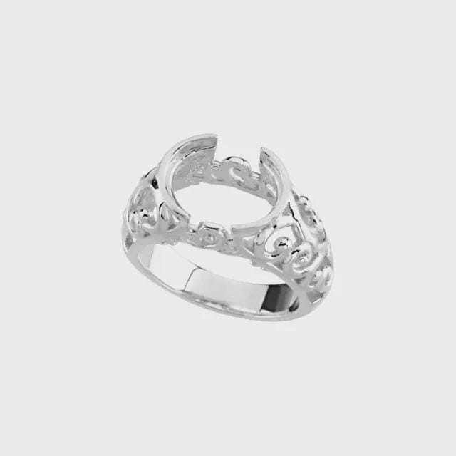 Sterling Silver 12x10 mm Oval Ring Mounting,