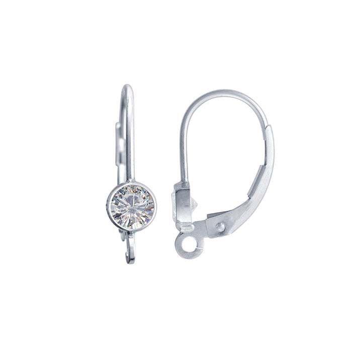 14/20 Yellow Gold-Filled CZ-Set Lever-Back Ear Wire with Open Ring, also availabe in Sterling Silver
