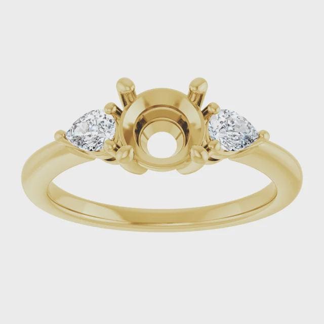 Engagement Ring, Semi Mount in 14k Gold, choose round, oval, or marquise setting