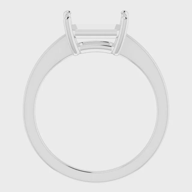Emerald Cut Solitaire Ring Mounting: Sterling Silver, 10k or 14k Gold