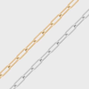 18K Gold PVD Stainless Steel Paperclip Chain - By The Foot, choose  your size