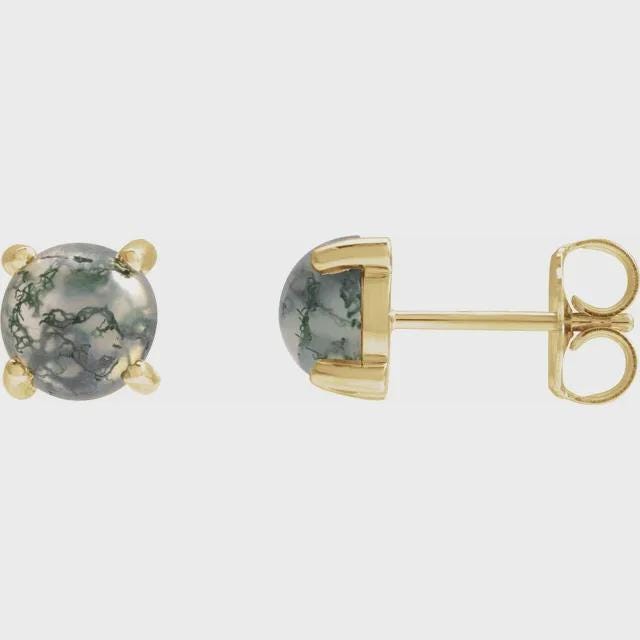 4-prong cabochon earring post, available in 14k gold, white gold, and sterling silver. Choose your size.