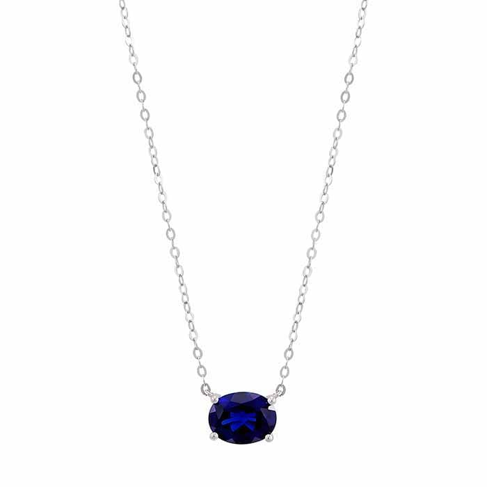 10K White Gold Gemstone-Set Necklace, 5 choices