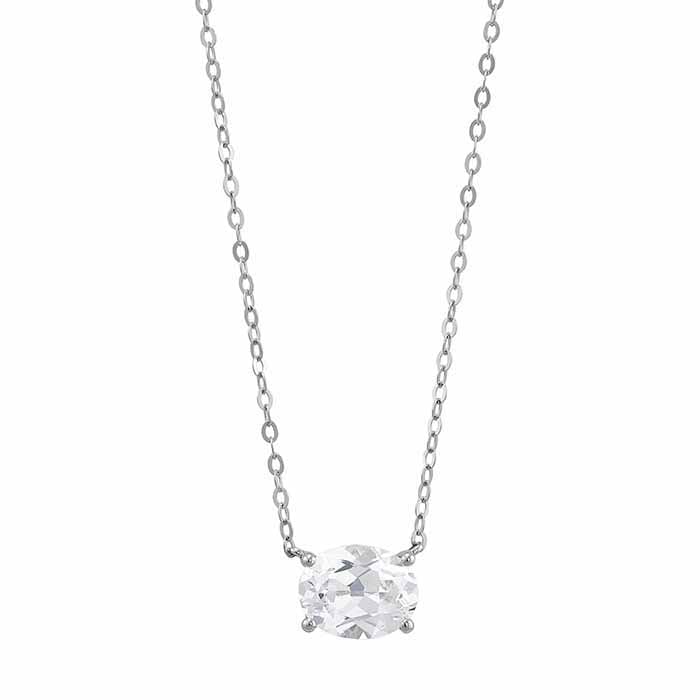 10K White Gold Gemstone-Set Necklace, 5 choices