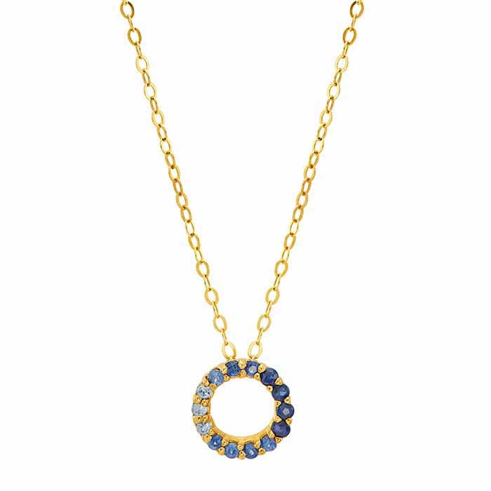10K Yellow Gold Ombre Sapphire-Set Open Circle Necklace