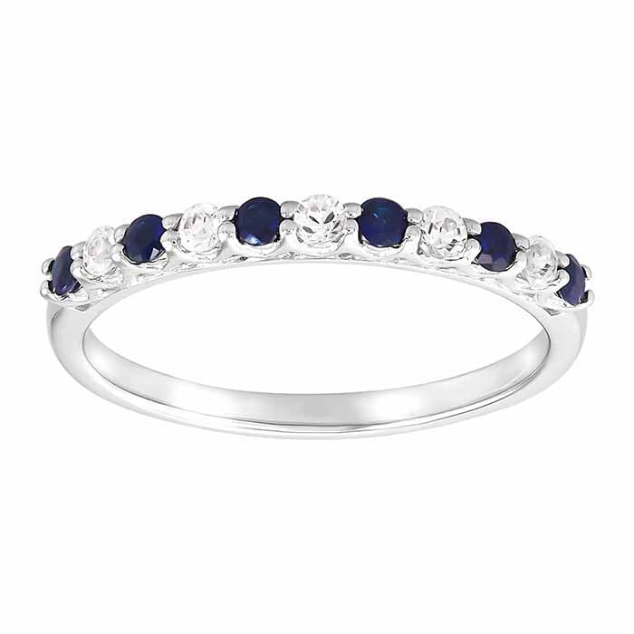 10K White Gold Blue & White Sapphire-Set Ring