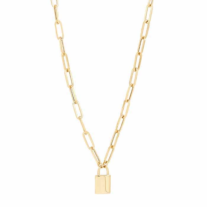 10K Yellow Gold Lock Necklace 20inch
