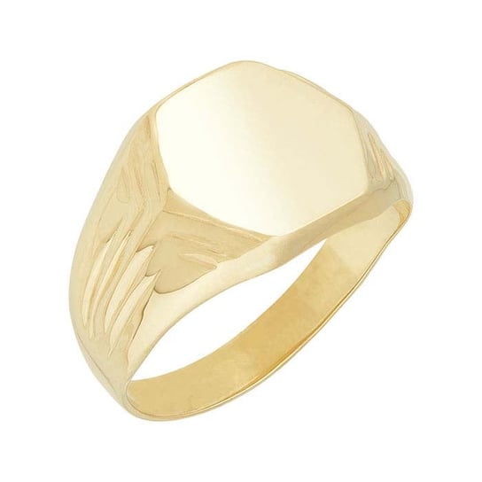 10K Yellow Gold Mens Hexagon Ring, engravable ring