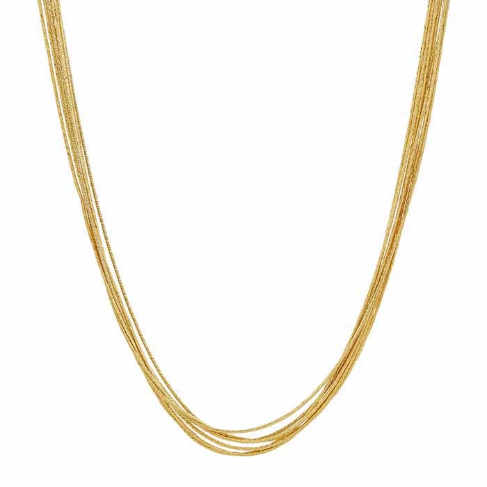 14K Gold-Plated Sterling Silver Seven Strand Braided Herringbone Necklace