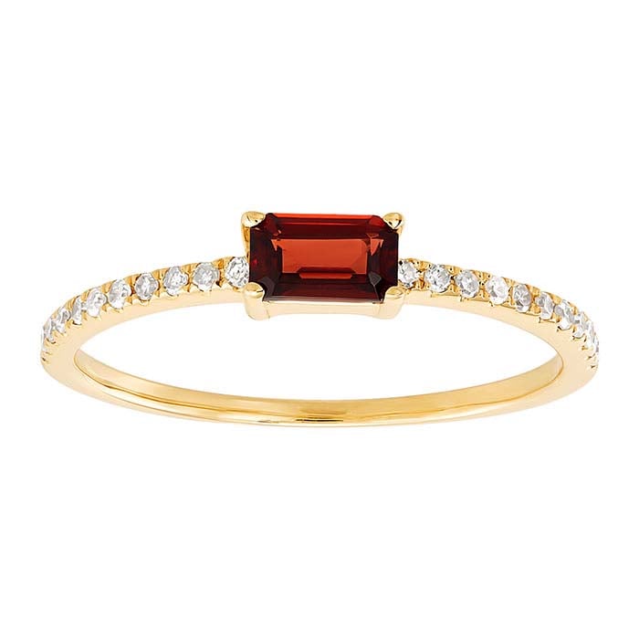 14K Yellow Gold Gemstone & Diamond-Set Ring, choose your gemstone